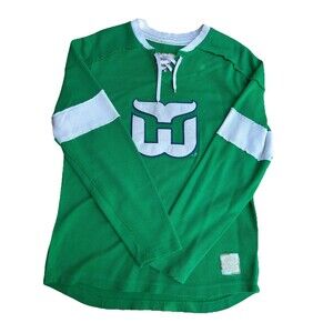 Hartford Whalers Lace-Up Jersey Sweater Green Large Retro Sport Reebok Throwback